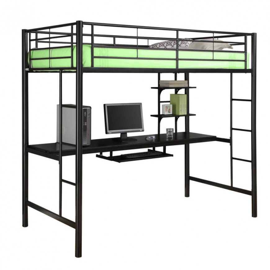 Bedroom Metal Bunk Bed With Desk Exquisite On Bedroom Full