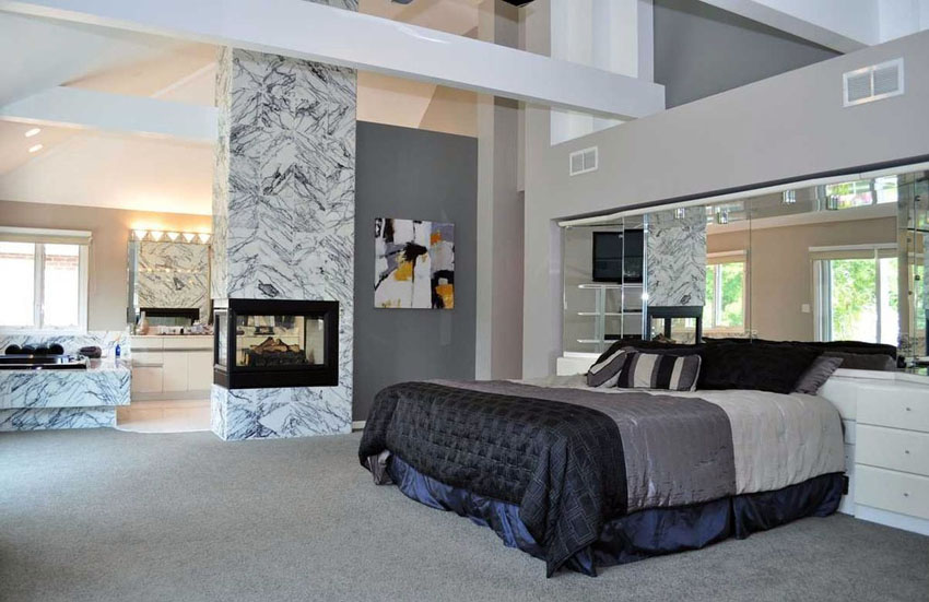 Bedroom Modern Master Bedroom With Fireplace Nice On And