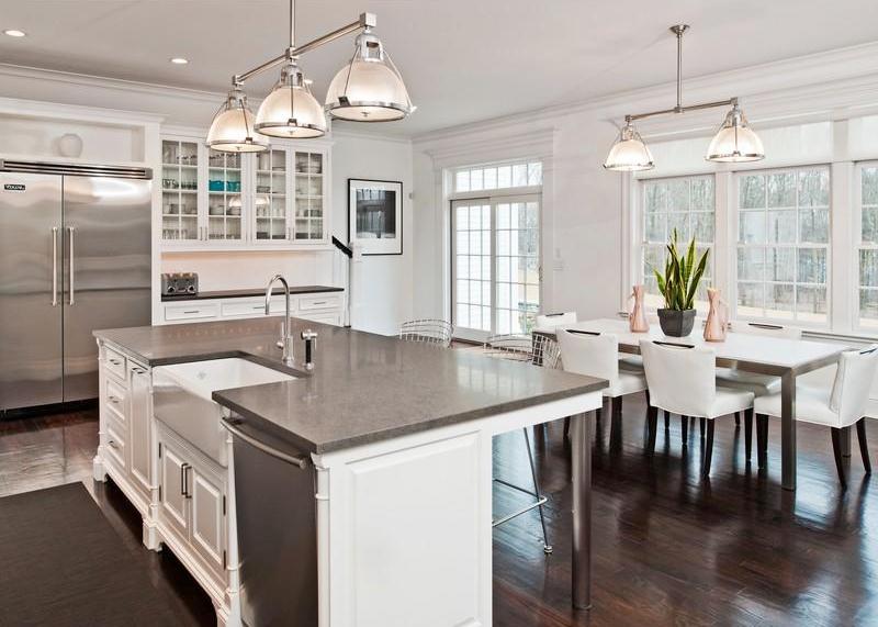 Kitchen White Kitchen Dark Floors Impressive On Within Modern