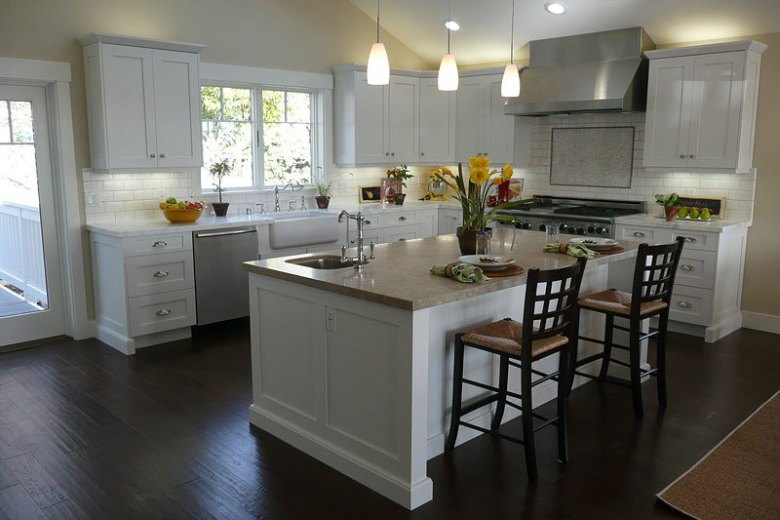Kitchen White Kitchen Dark Floors Impressive On Within Modern